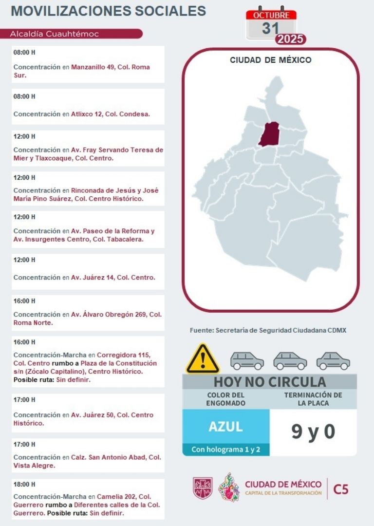 Tráfico en CDMX hoy 31 de octubre 