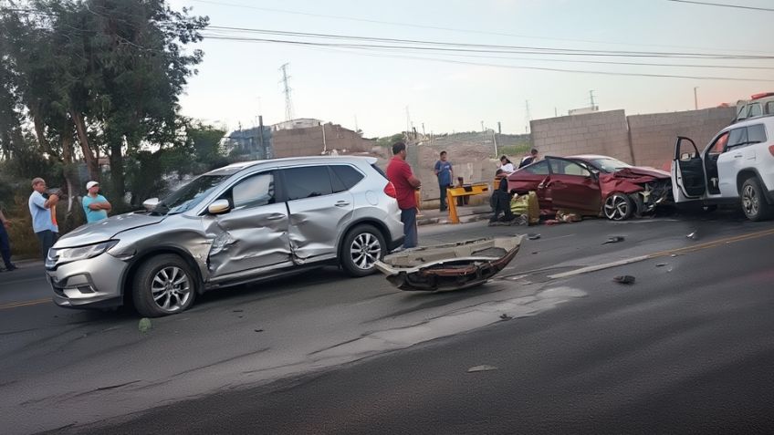 Se registra aparatoso choque múltiple en Nogales; hay varias lesionados y autos dañados