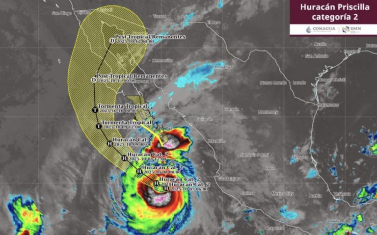 Conoce la trayectoria del huracán 'Priscilla'. Foto: Conagua