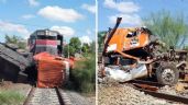 Foto ilustrativa de la nota titulada: Operador de dompe intenta ganarle el paso al tren y provoca accidente al sur de Sonora