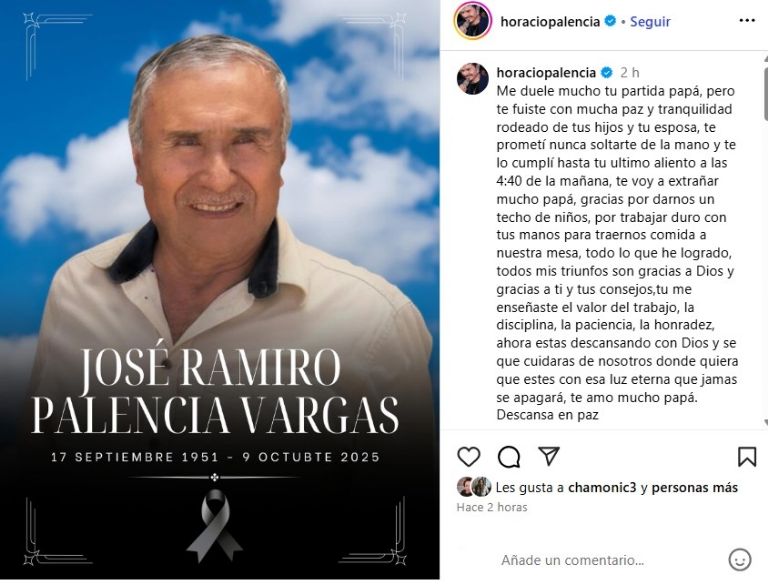 Horacio Palencia confirma la muerte de su padre