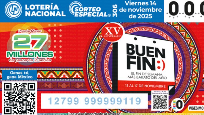 Lista COMPLETA de GANADORES del Sorteo Especial número 306 de la Lotería Nacional de HOY viernes 14 de noviembre