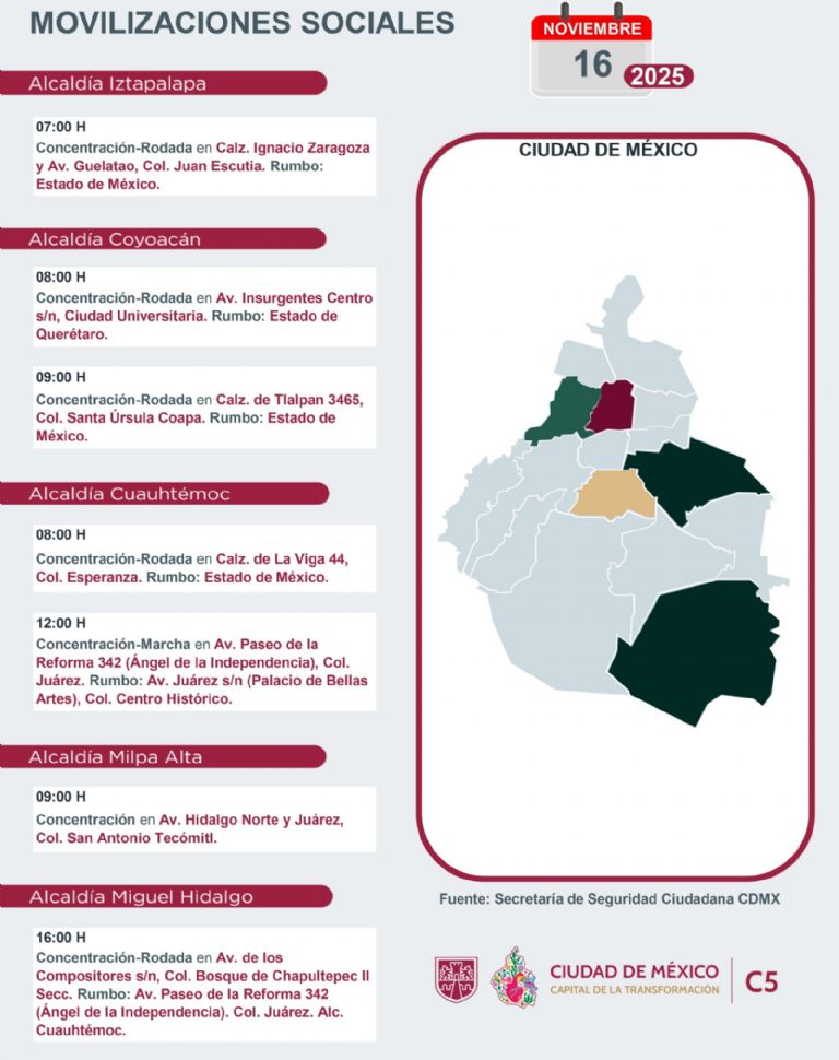 Tráfico en CDMX hoy 16 de noviembre
