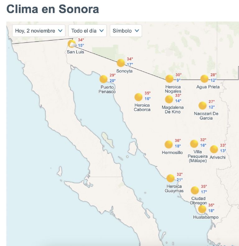 Así será el clima en Sonora este domingo. Foto: Conagua