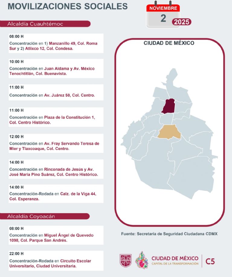 Tráfico en CDMX hoy 2 de noviembre