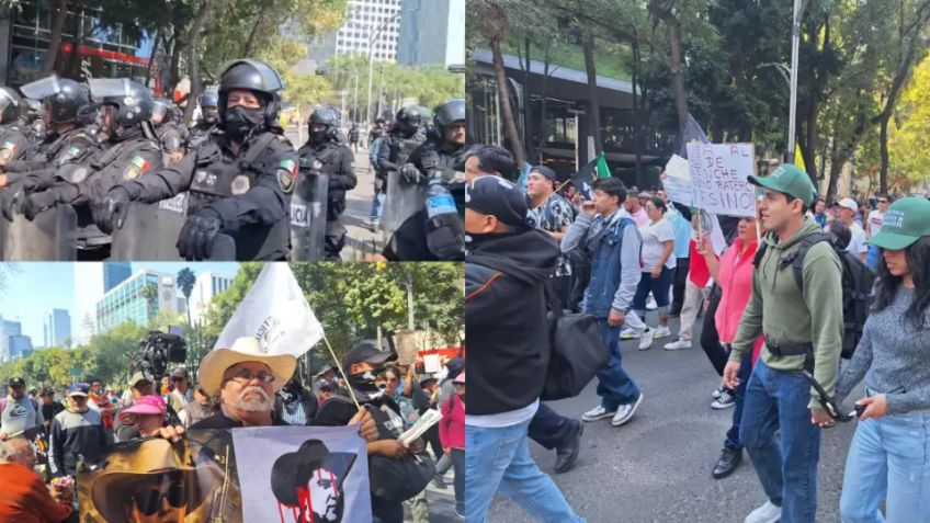 Bloquean policías paso de marcha de la Generación Z en Paseo de la Reforma en CDMX