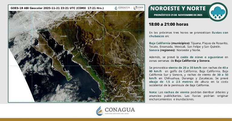 Clima en Sonora para hoy viernes 21 de noviembre
