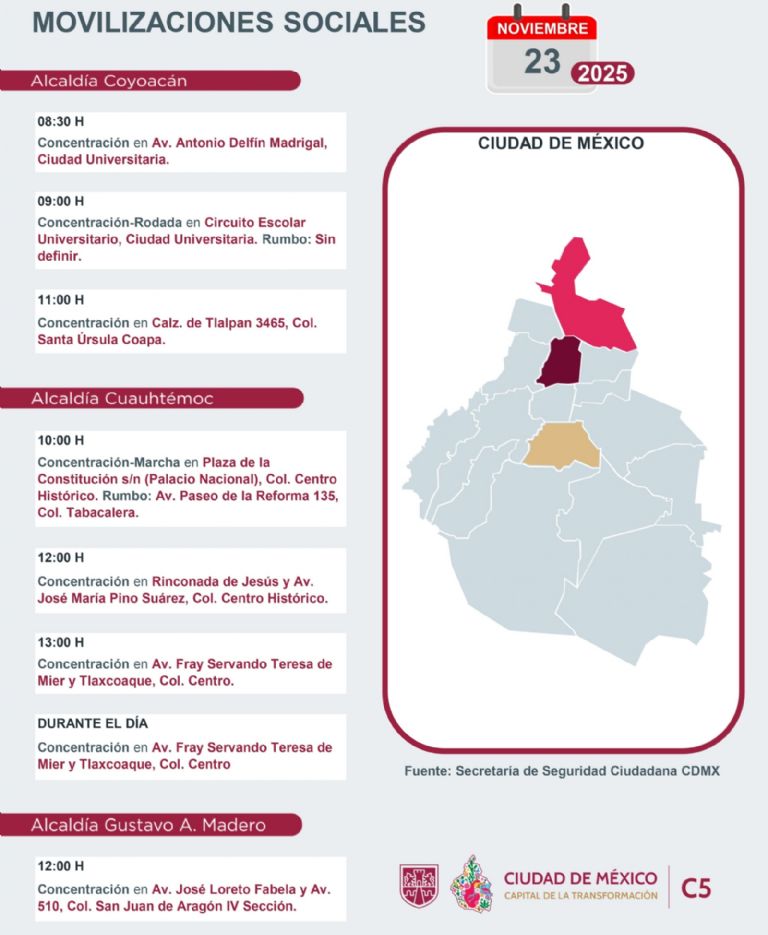 Tráfico en CDMX hoy 23 de noviembre