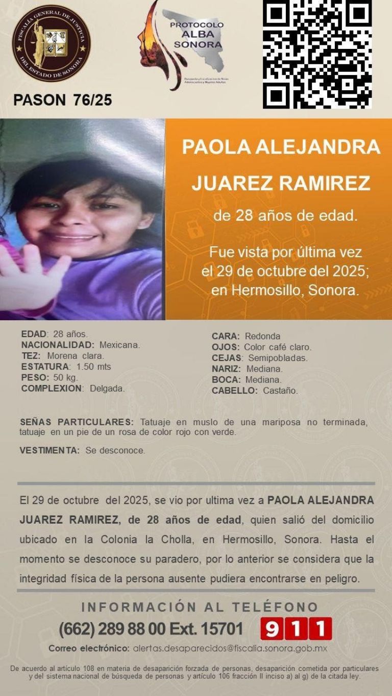 Desaparece madre y su hija de 2 años en Hermosillo; hace 26 días no se sabe nada de ellas
