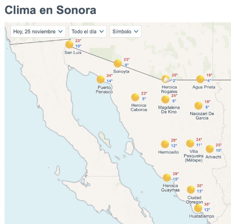 Así será el clima en Sonora este martes. Foto: Conagua