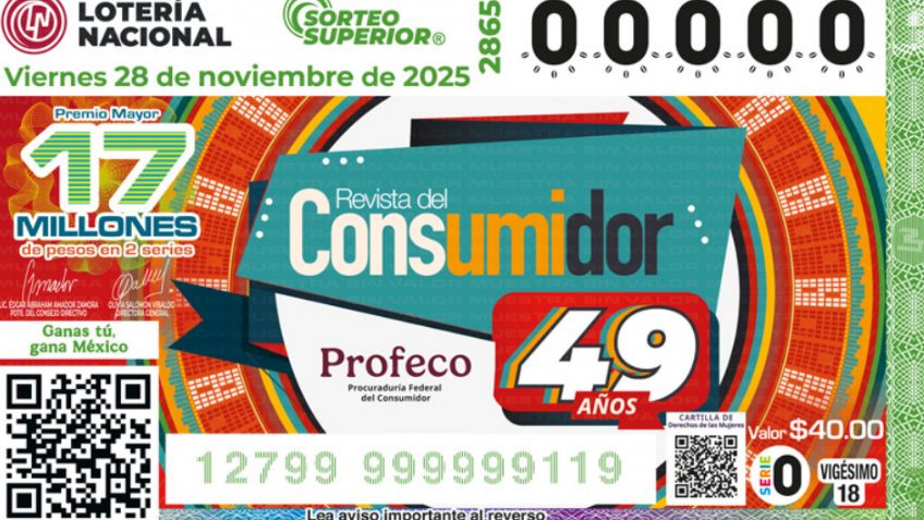 Lista COMPLETA de GANADORES del Sorteo Superior No. 2865 de la Lotería Nacional HOY viernes 28 de NOVIEMBRE