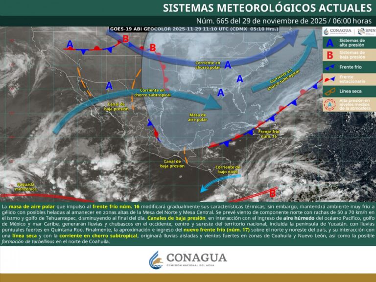 Así será el clima en México este sábado. Foto: Conagua
