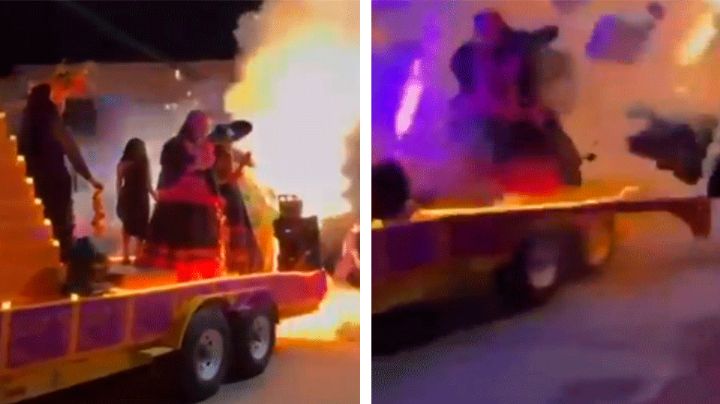 (VIDEO) Día de Muertos marcado por tragedia en Mazatepec: Explosión de carro alegórico deja 10 heridos
