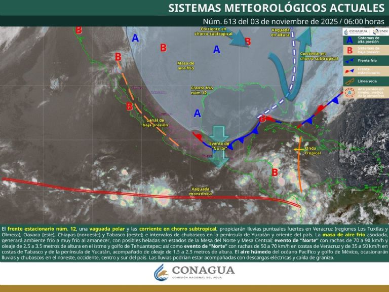 Así será el clima en México este lunes. Foto: Conagua