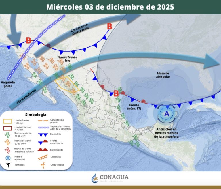 Advierten lluvias y caída de nieve en Sonora. Foto: Conagua