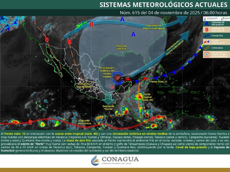 Así será el clima en México este martes 4 de noviembre. Foto: Conagua