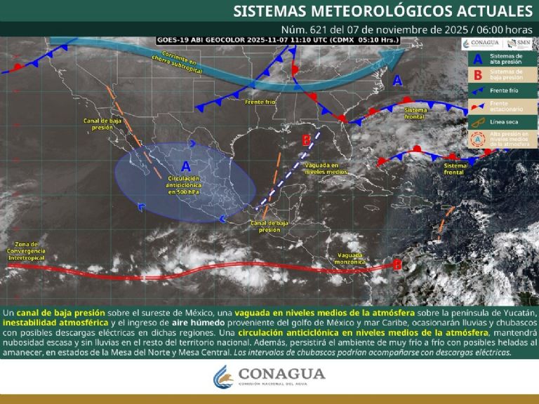 Así será el clima en México este viernes 7 de noviembre. Foto: Conagua