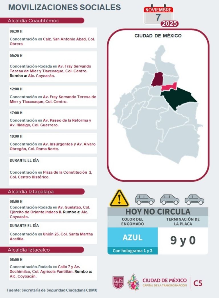 Tráfico en CDMX hoy 7 de noviembre