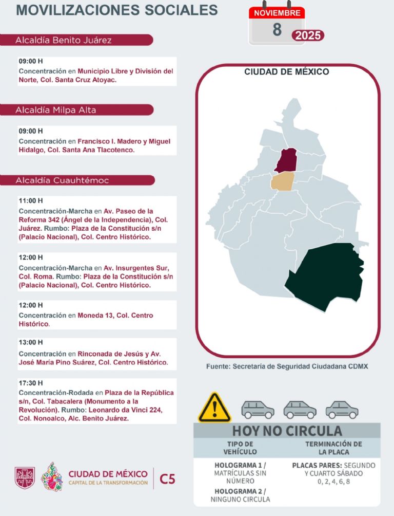 Tráfico en CDMX hoy 8 de noviembre
