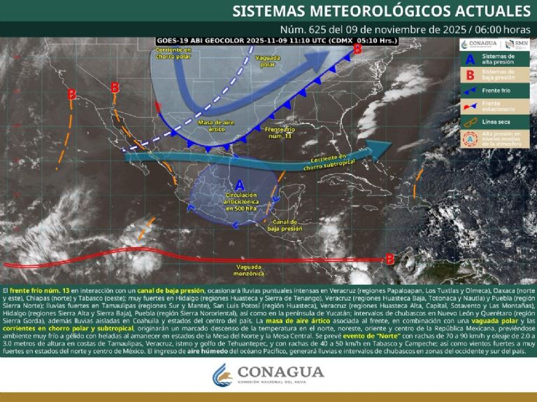 Así será el clima en México este domingo 9 de noviembre. Foto: Conagua