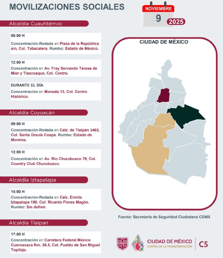 Tráfico en CDMX hoy 9 de noviembre