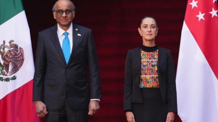 Sheinbaum recibe a Tharman Shanmugaratnam, presidente de Singapur, en Palacio Nacional