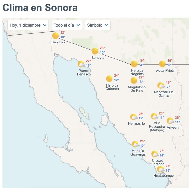 Así será el clima en Sonora este lunes. Foto: Conagua