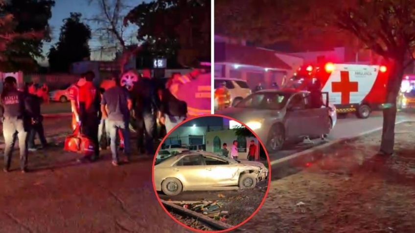 Aparatoso accidente en Hermosillo: Automóvil termina volcado y conductora queda atrapada