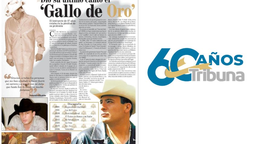 60 años, 60 historias: El trágico adiós de Valentín Elizalde el 'Gallo de Oro'