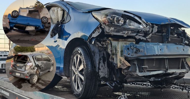 Se registró una tremenda volcadura en la entrada sur de Ciudad Obregón