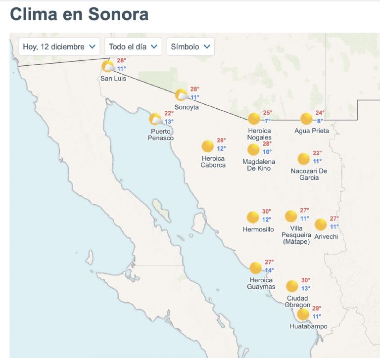 Así será el clima en Sonora este viernes. Foto: Conagua