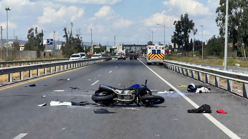 FATAL accidente en la México-Pachuca: Motociclista derrapa y es atropellado; murió en el lugar