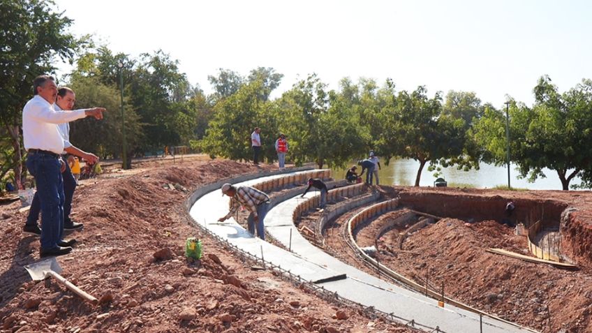 Ciudad Obregón: Lamarque supervisa avances en la construcción del auditorio en la Laguna del Náinari