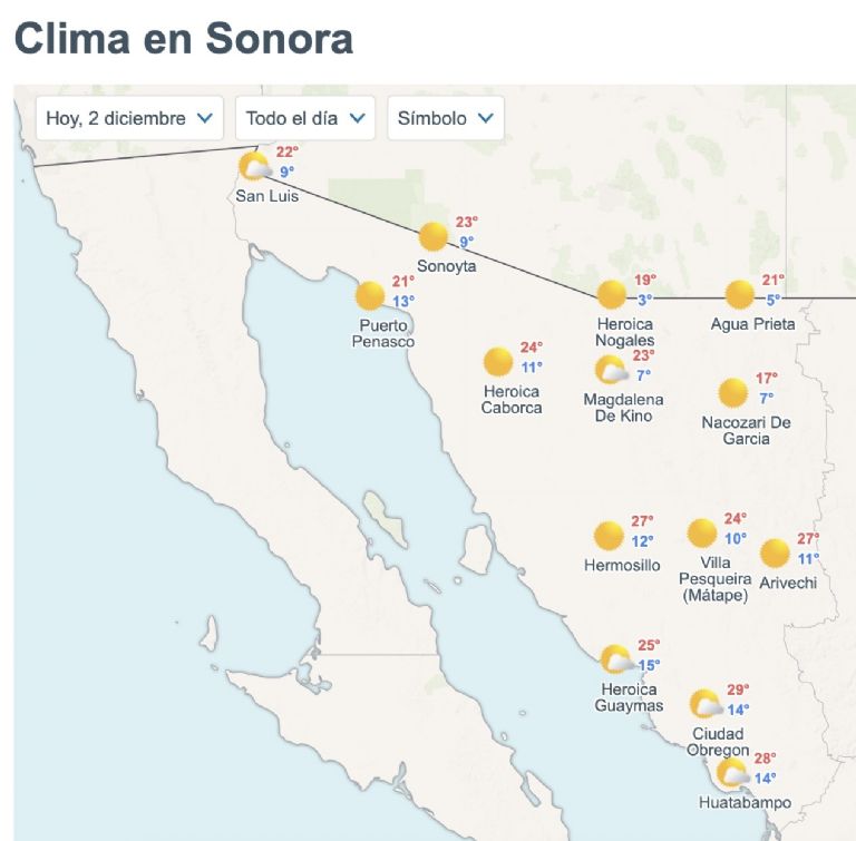 Así será el clima en Sonora este martes. Foto: Conagua