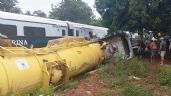 Foto ilustrativa de la nota titulada: Tren Interoceánico protagoniza fuerte choque contra tráiler en Chiapas; viajaban 148 pasajeros