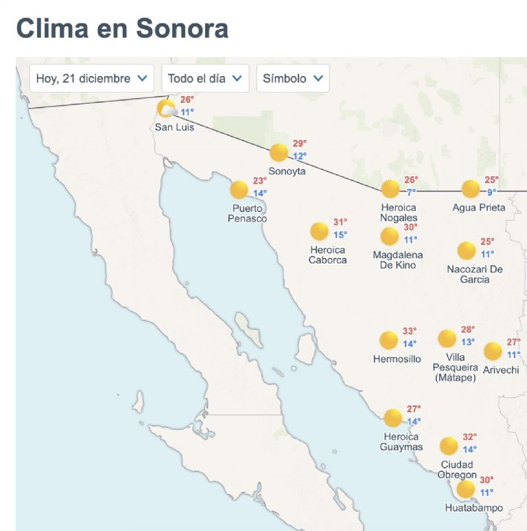 Así será el clima en Sonora este domingo. Foto: Conagua
