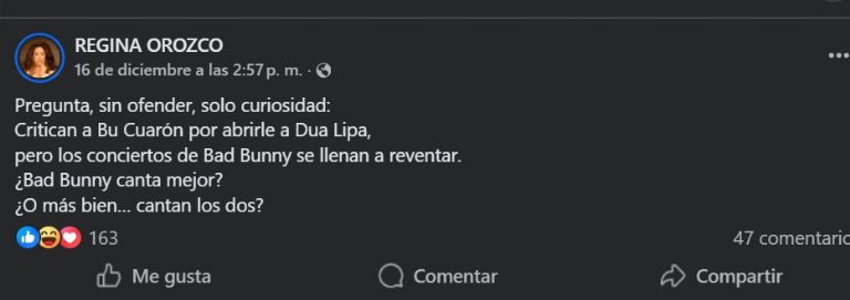 Publicación de Regina Orozco