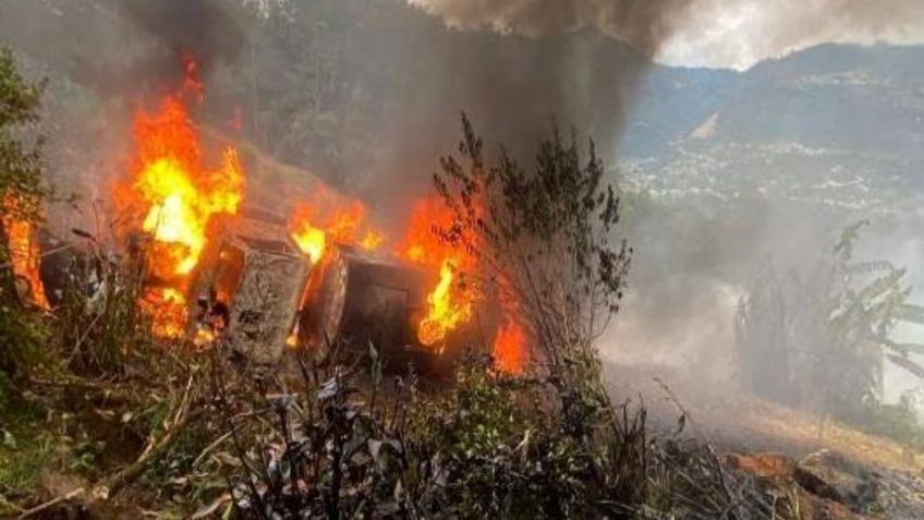 FATAL accidente: Vuelca pipa con chapopote y se incendia en Chiapas; hay un MUERTO