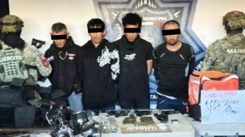 Caen cuatro miembros de célula criminal en Cajeme; decomisan armas, drogas y equipo táctico