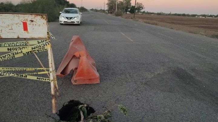 Ayuntamiento de Etchojoa busca tapar el socavón de la carretera Bacobampo-Basconcobe