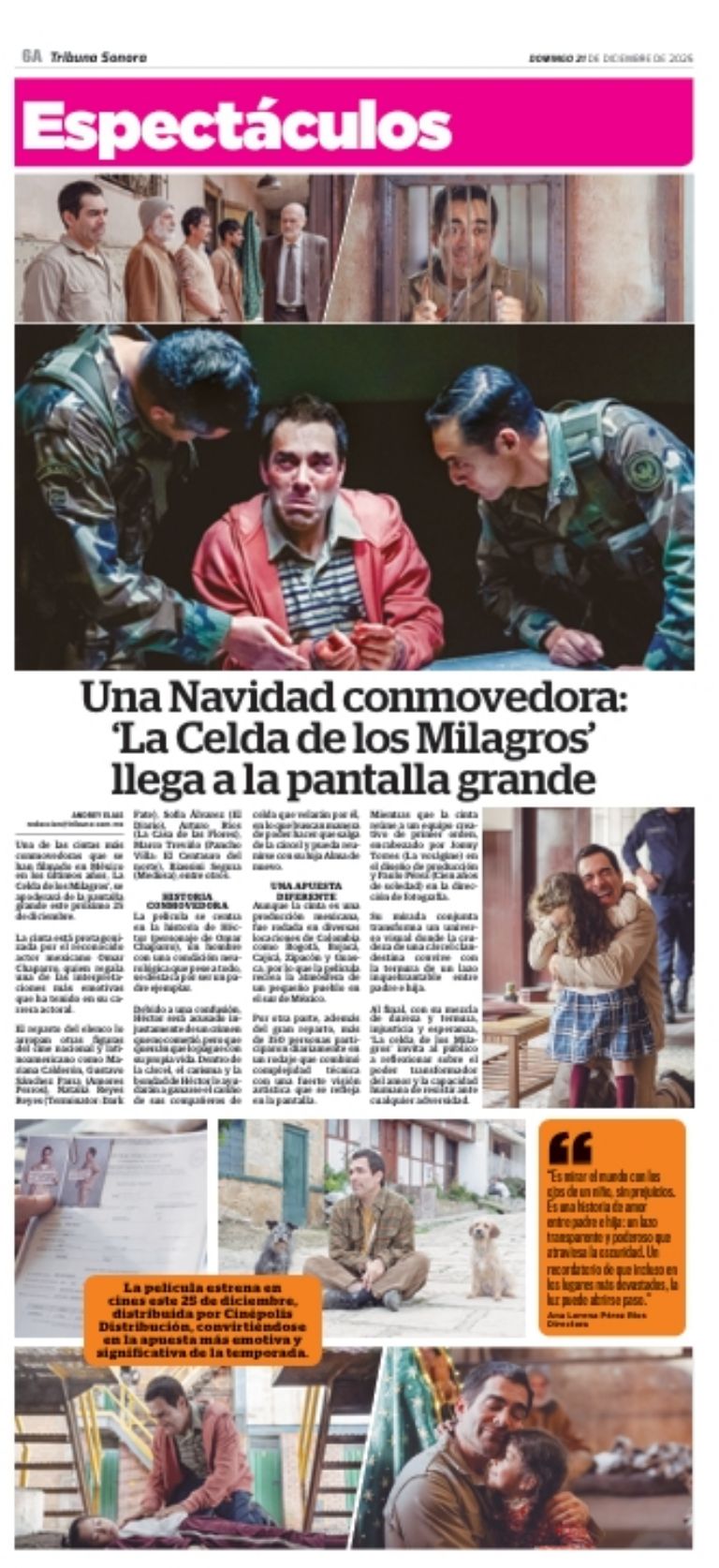 Una Navidad conmovedora; 'La Celda de los Milagros' llega a la pantalla grande