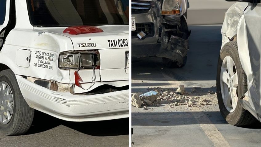Camioneta causa carambola y lesiona a adulta mayor en estacionamiento de Ciudad Obregón