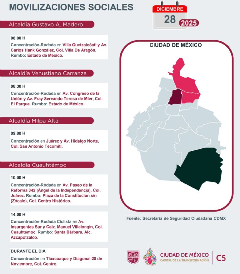 Tráfico en CDMX hoy 28 de diciembre