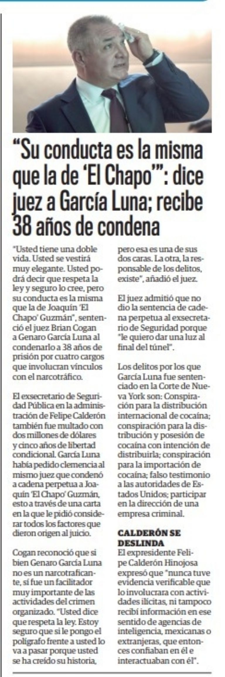 60 años, 60 historias: Genaro el policía sentenciado a 38 años de cárcel