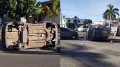 Foto ilustrativa de la nota titulada: TREMENDA VOLCADURA en Ciudad Obregón: Vuelca vehículo tras fuerte choque en la Náinari y Huatachive