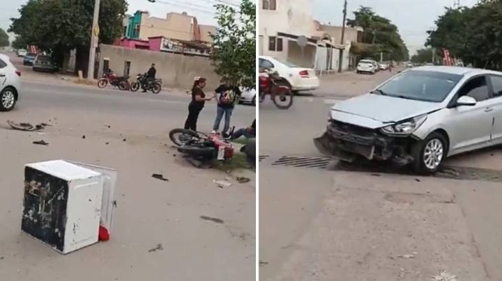 Iba en su motocicleta: Repartidor de plataforma resulta herido tras chocar en Ciudad Obregón