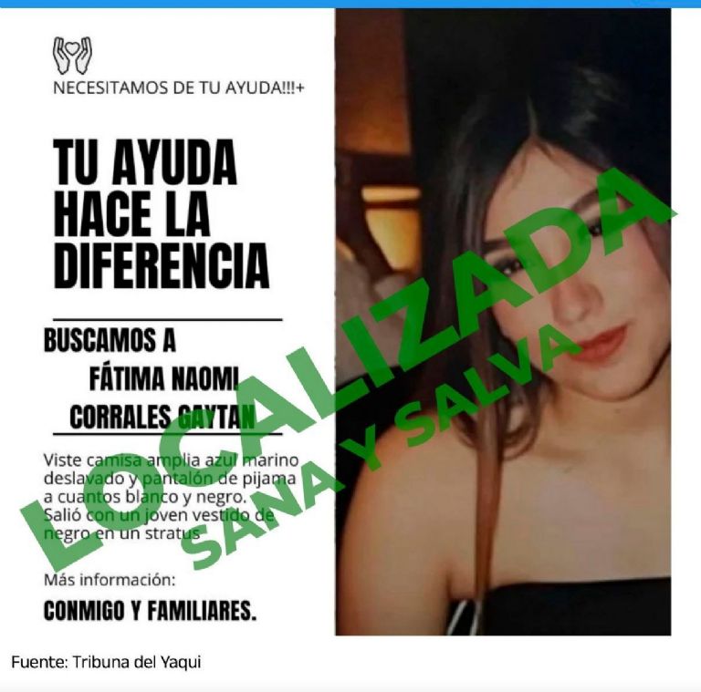 Localizan con vida a Fátima Naomi; FGJES confirma que su ausencia fue voluntaria