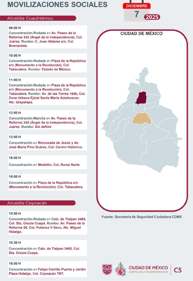 Tráfico en CDMX hoy 7 de diciembre