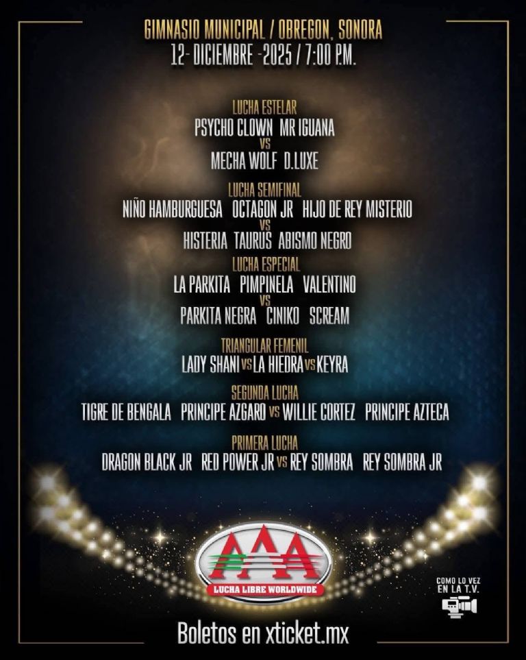 La estrella de Triple A y WWE, Psycho Clown, encabezará junto a Mr. Iguana gran cartel de lucha libre en Ciudad Obregón 