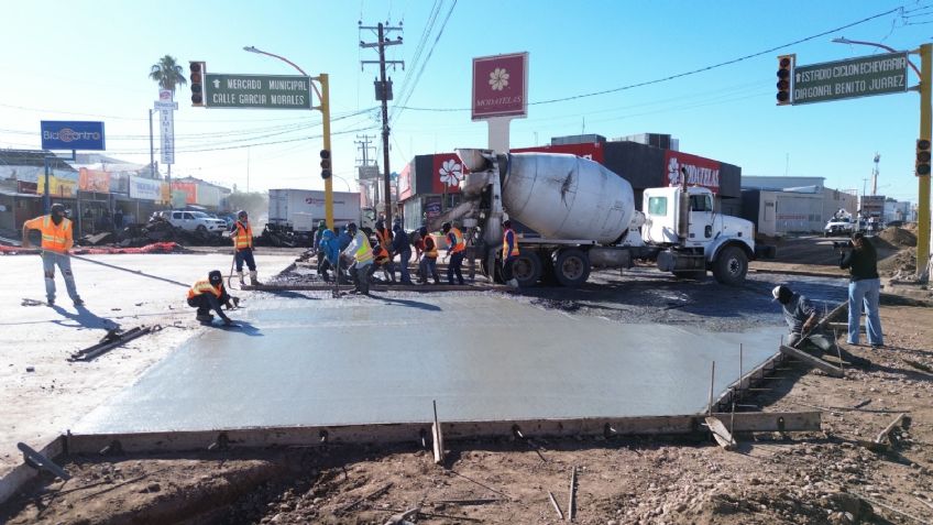 Navojoa: Avanzan trabajos de rehabilitación en el crucero Diagonal Juárez